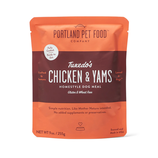 Portland Pet Food - Tuxedo's Chicken & Yams Homestyle Dog Meal - SINGLE Dog Meal Pouch, 9oz