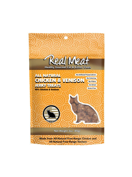 Real Meat Chicken and Venison Jerky Cat Treats, 3 oz
