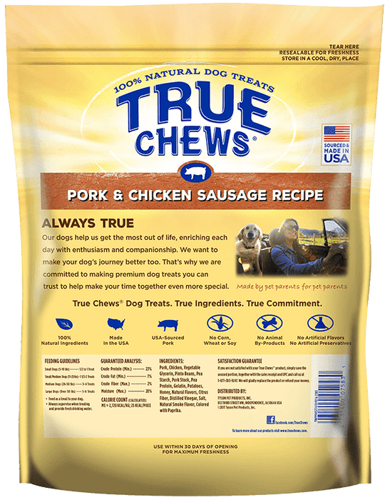 True Chews Pork & Chicken Sausage Recipe Dog Treats, 14 oz