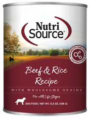 NutriSource - BEEF AND RICE Formula - SINGLE Dog Can, 12.3oz