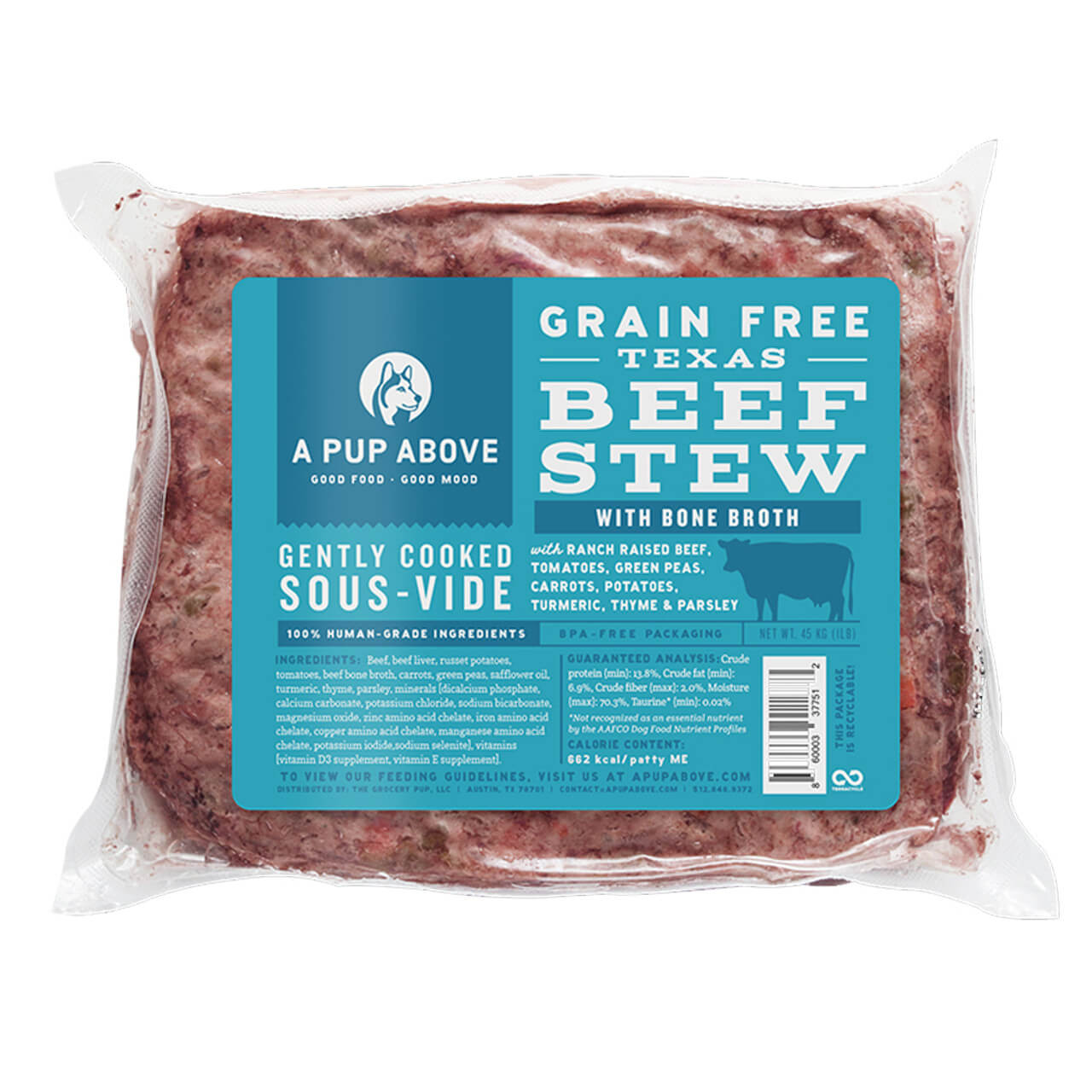 A Pup Above Frozen Gently Cooked Texas Beef Stew Dog Food