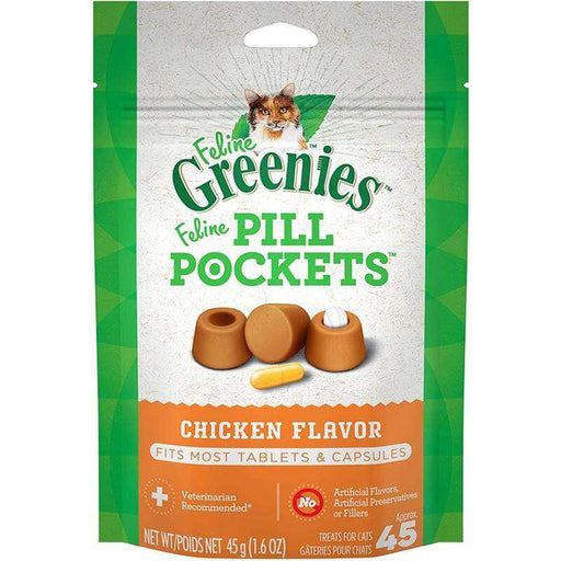 Greenies Feline Pill Pockets, Chicken Flavored 1.6 oz (45 count)