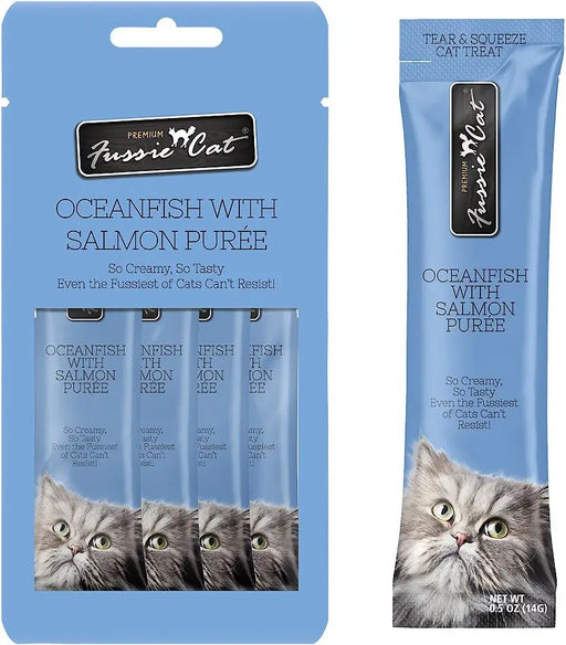 Fussie Cat Purée Cat Treat, Oceanfish with Salmon 4pk