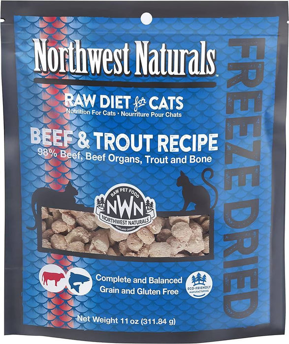 Northwest Naturals Freeze Dried Raw Diet for Cats, Beef & Trout 11oz