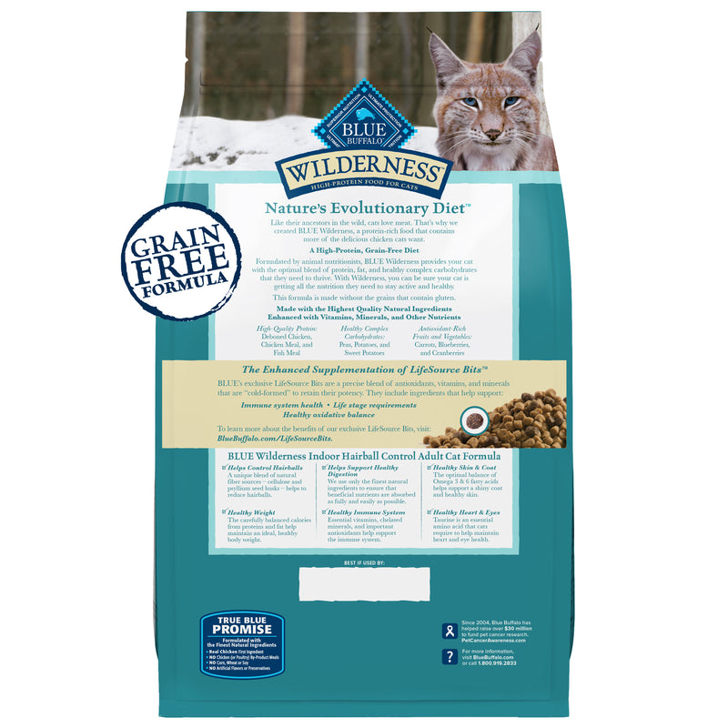 Blue Buffalo Wilderness Indoor Grain Free Chicken Hairball Relief Cat Food