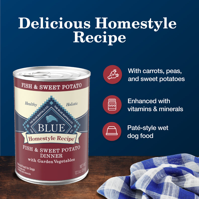 Blue Buffalo Homestyle Wet Dog Food Fish & Sweet Potato 12.5oz