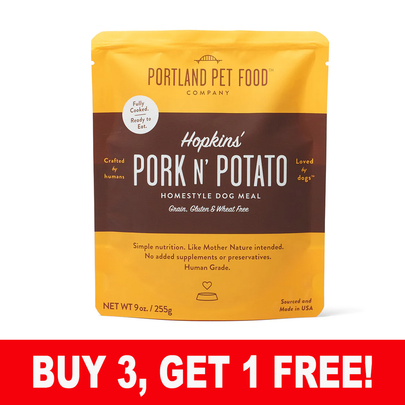 Portland Pet Food - Hopkins' Pork N' Potato Homestyle Dog Meal - SINGLE Dog Meal Pouch, 9oz