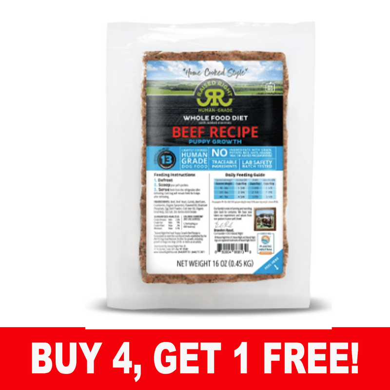 Raised Right Frozen Puppy Growth, Beef 16 oz