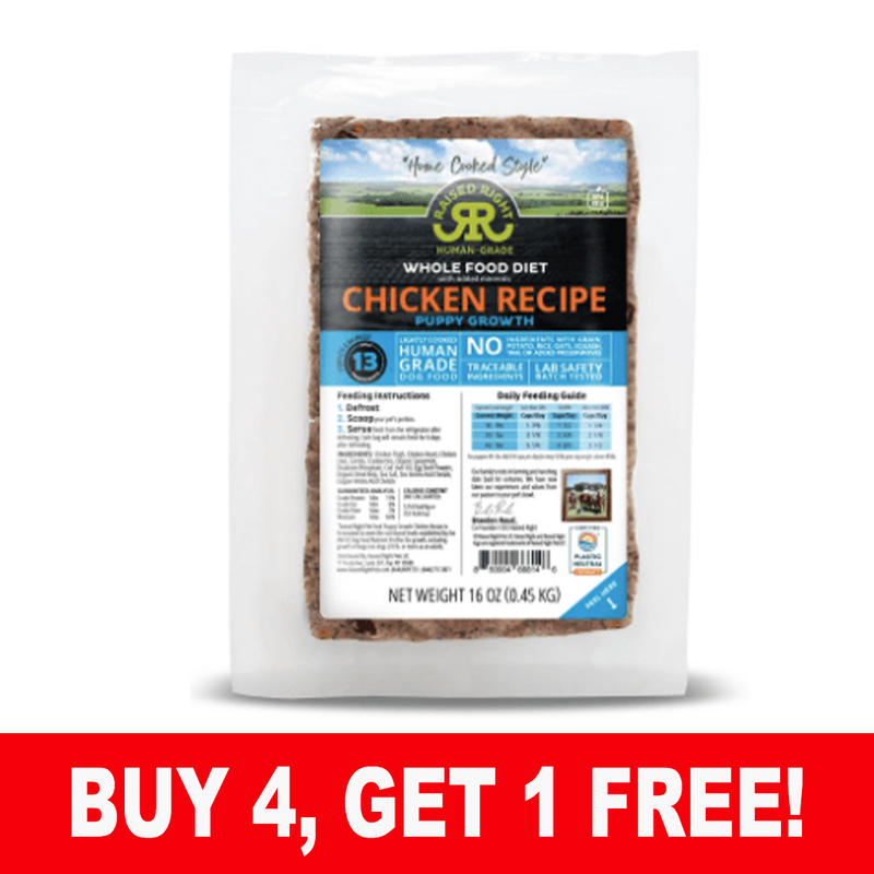 Raised Right Frozen Puppy Growth, Chicken 16 oz