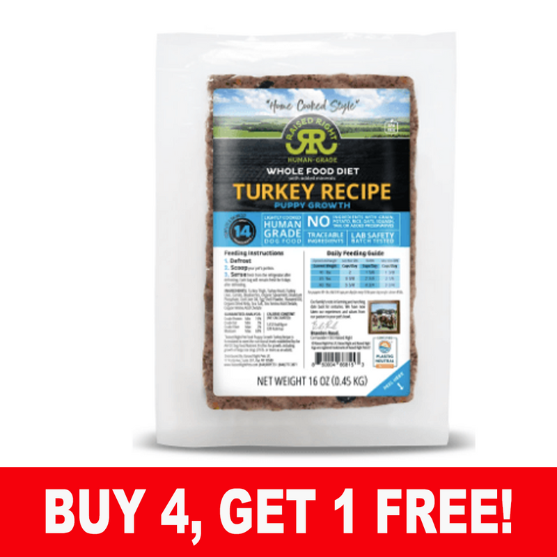 Raised Right Frozen Puppy Growth, Turkey 16 oz