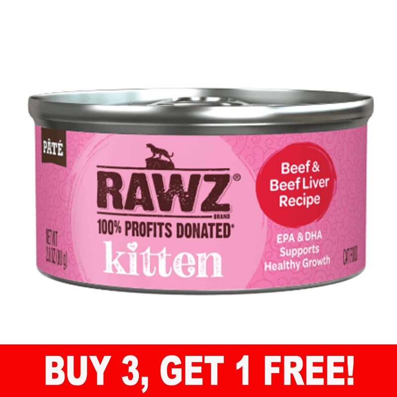 Rawz Kitten Beef & Beef Liver Cat Food, 2.8 oz