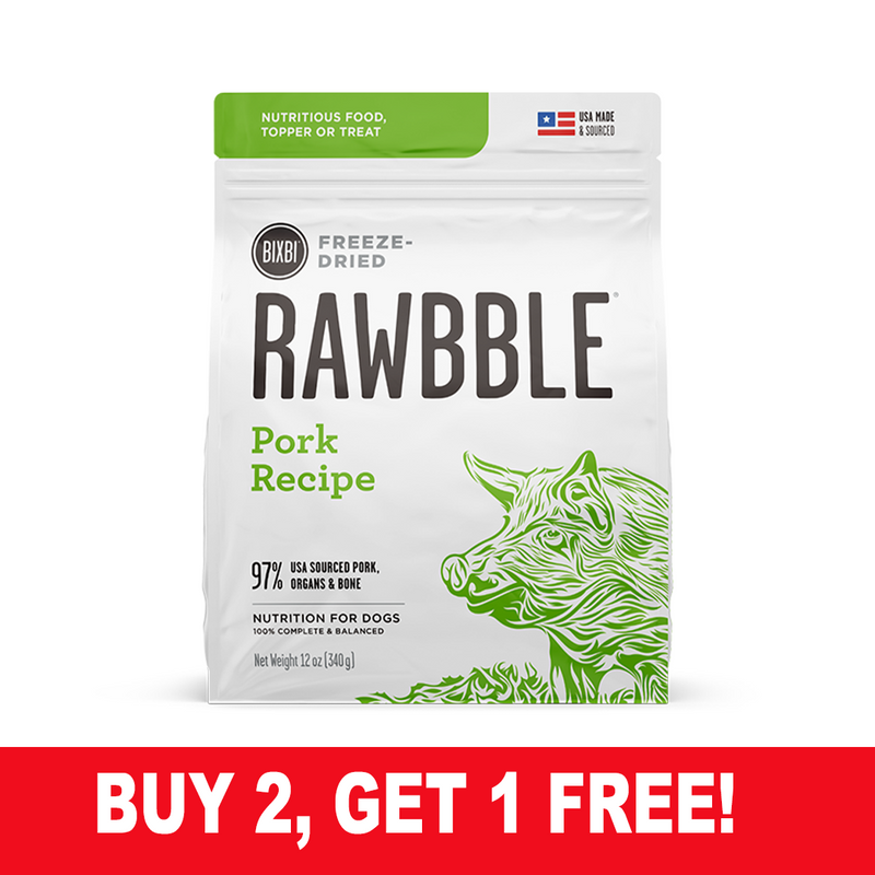 Bixbi Rawbble Freeze-Dried Dog Food, Pork Recipe