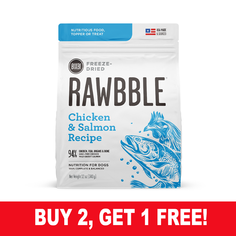 Bixbi Rawbble Freeze-Dried Dog Food, Chicken & Salmon Recipe