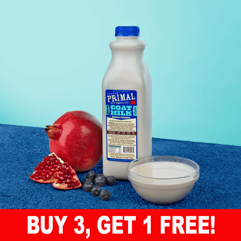 Primal Frozen Goat Milk, Blueberry Pom Burst 32 oz.