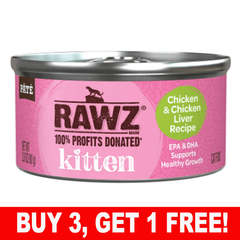 Rawz Kitten Chicken & Chicken Liver Cat Food, 2.8 oz