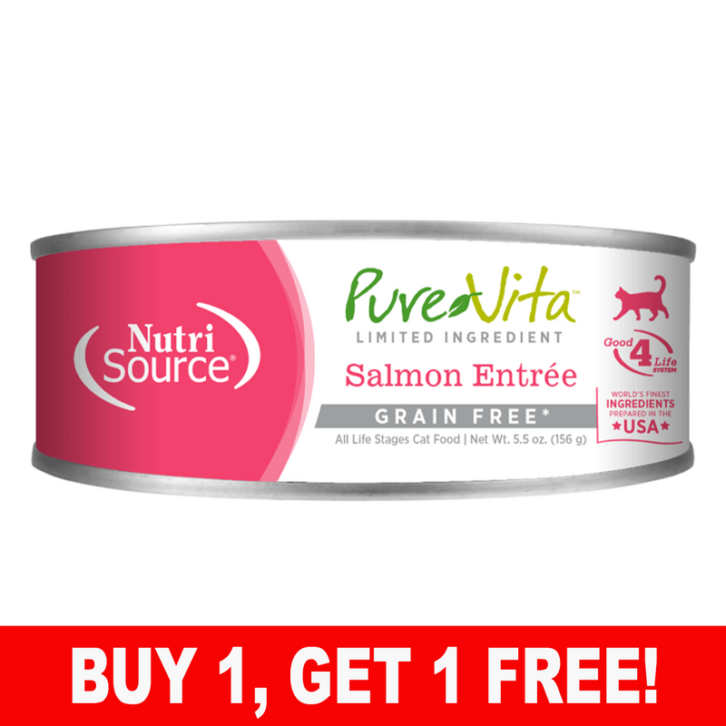 PureVita Grain Free 96% Real Salmon Entree for Cats & Kittens 5 oz