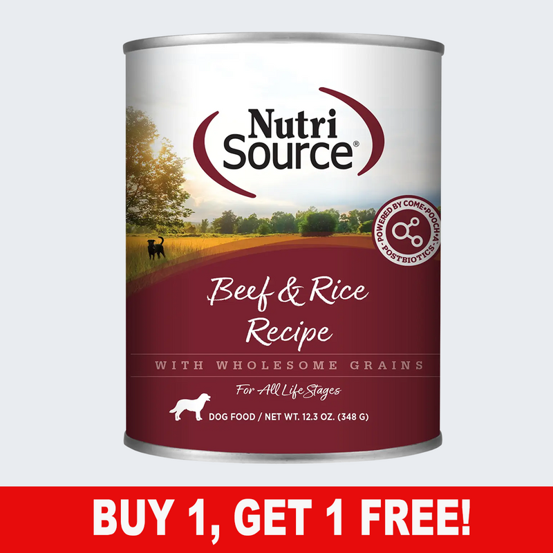 NutriSource - BEEF AND RICE Formula - SINGLE Dog Can, 12.3oz
