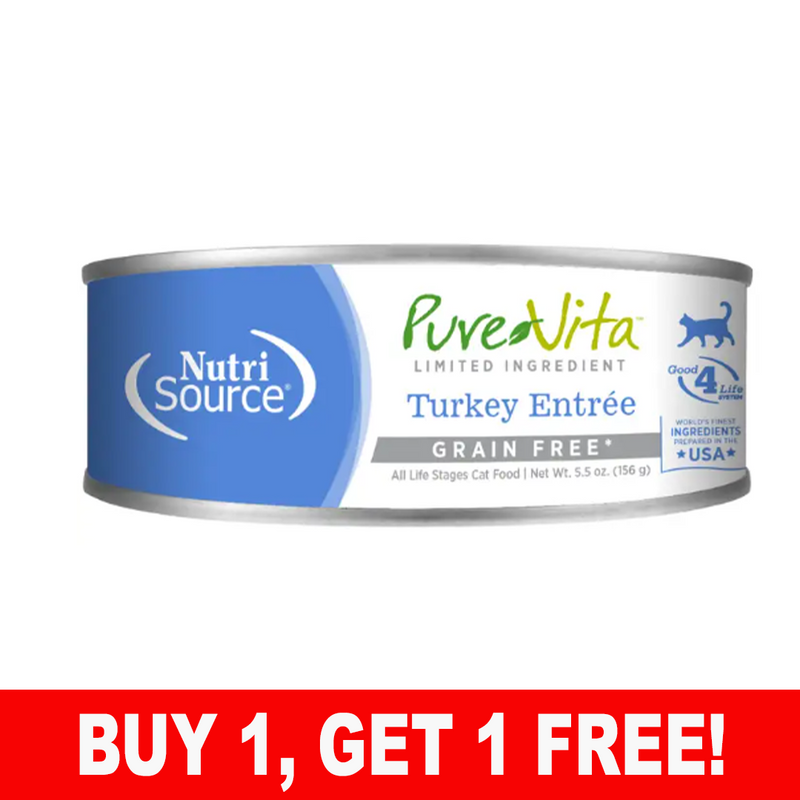 PureVita Grain Free 96% Real Turkey Entree for Cats & Kittens 5 oz