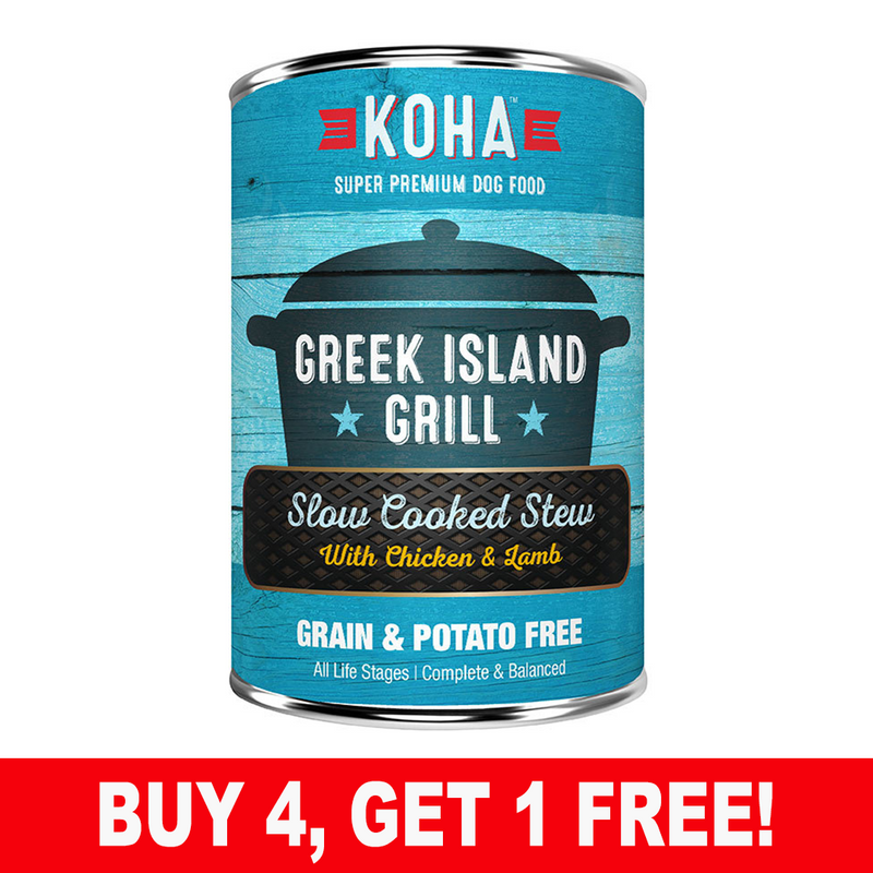 Koha Dog Can Greek Island Grilled Chicken Lamb 12.7oz
