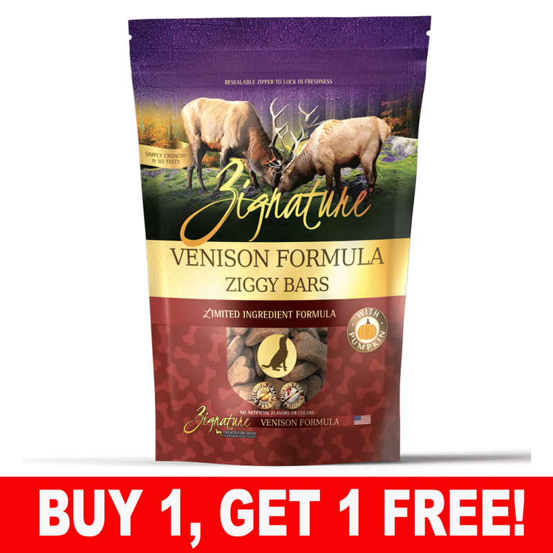 Zignature Ziggy Bars Treat, Venison Formula, 12 oz