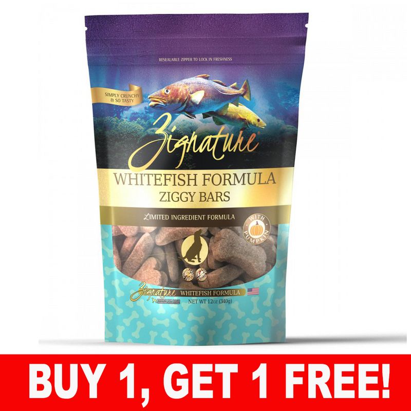 Zignature Ziggy Bars Treat, Whitefish Formula, 12 oz