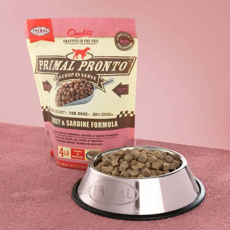 Primal Dog Frozen Pronto, Turkey & Sardine 4 lbs