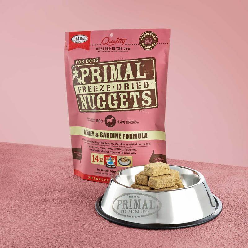 Primal Dog Food Freeze Dried Nuggets, Turkey & Sardine