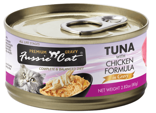 Fussie Cat Gold Super Premium Tuna with Chicken in Gravy 2.82oz
