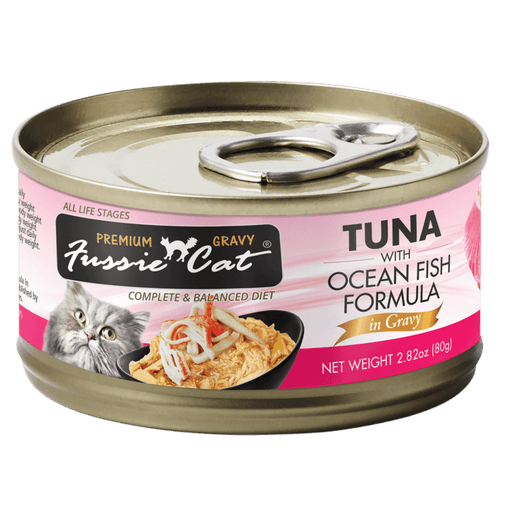 Fussie Cat Gold Super Premium Tuna with Oceanfish in Gravy 2.82 oz