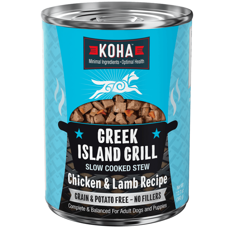 Koha Dog Can Greek Island Grilled Chicken Lamb 12.7oz