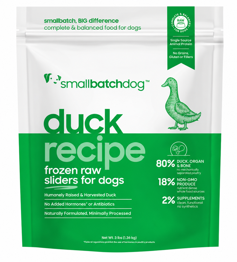 Small Batch Frozen Raw Sliders, Duck