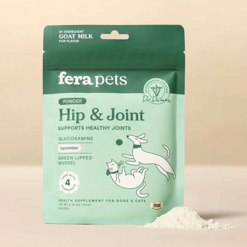 Fera Pets - Goat Milk Topper- Hip & Joint 60 Servings Powder  - Dog & Cat Supplement, 180g