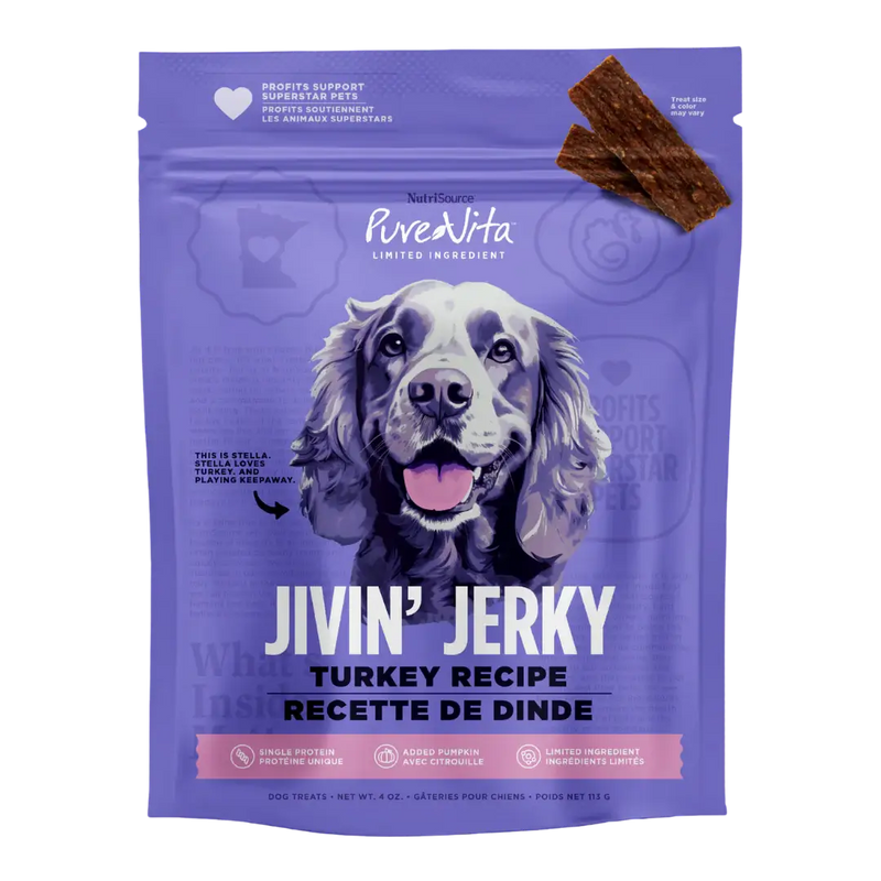 Pure Vita Limited Ingredient Jerky Treats, Turkey, 4 oz