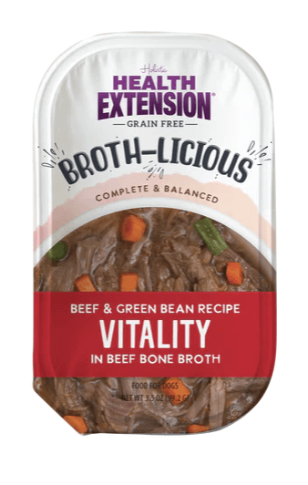 Health Extension - Broth-Licious Beef & Green Bean in Bone Broth -Vitality Recipe for Dogs SINGLE cup, 3.5oz