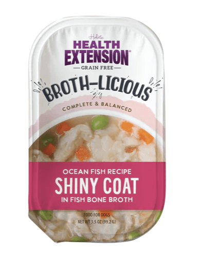 Health Extension- Broth-Licious Ocean Fish in Bone Broth -Shiny Coat Recipe for Adult Dogs SINGLE Cup, 3.5oz