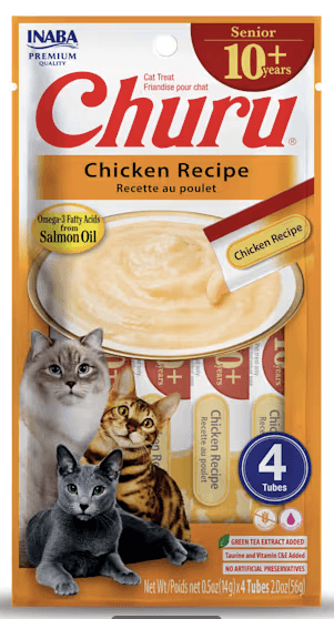 Inaba Churu Purees Senior 10+ Chicken Recipe, 4 pk
