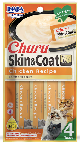 Inaba Churu Purees Skin & Coat, Chicken Recipe, 4 Pack