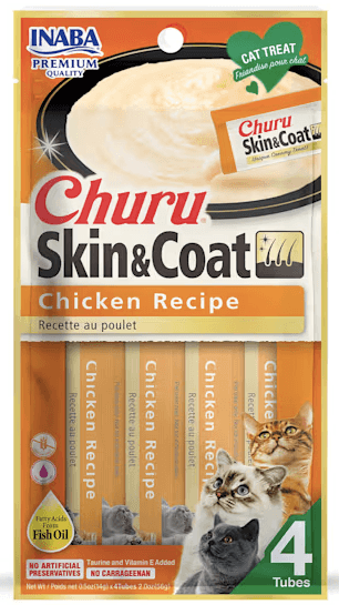 Inaba Churu Purees Skin & Coat, Tuna Recipe, 4 Pack