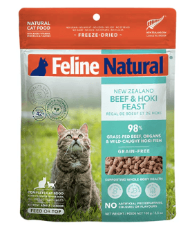 Feline Natural Freeze Dried Grain Free New Zealand Beef & Hoki Feast Recipe 11oz