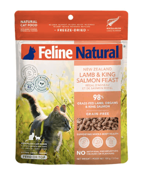 Feline Natural Freeze Dried Grain Free New Zealand Lamb & King Salmon Feast Recipe 11oz