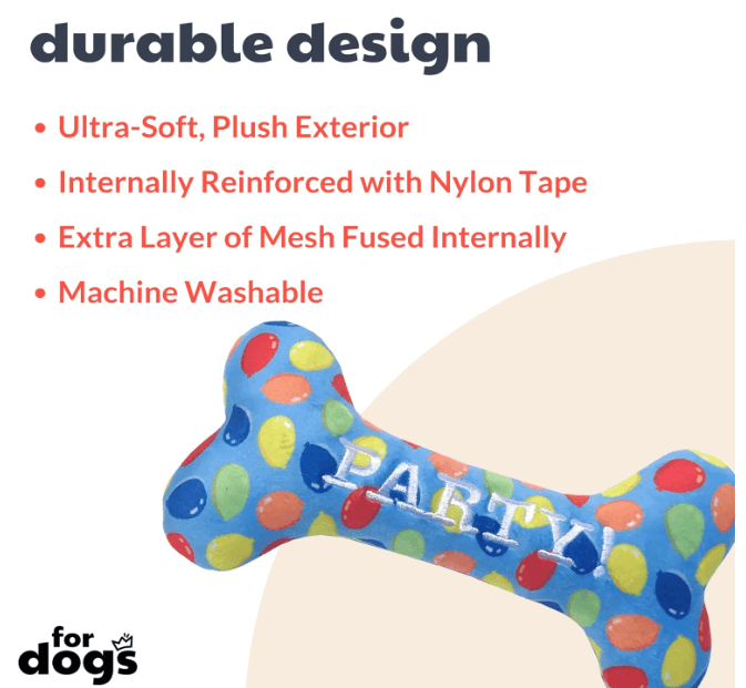 Huxley & Kent Party Time Dog Toy Bone-Blue