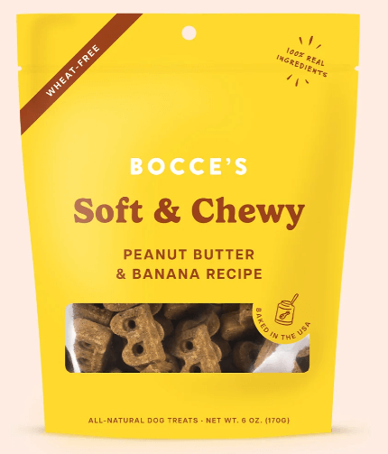 Bocce's Bakery Peanut Butter and Banana Soft & Chewy Dog Treats, 6 oz