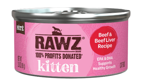 Rawz Kitten Beef & Beef Liver Cat Food, 2.8 oz