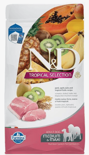 Farmina N&D Tropical Selection Adult Dog Food, Pork (Med/Maxi Bites)