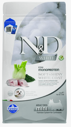 Farmina N&D Dog Food for White Dogs, Adult (Mini Bites)