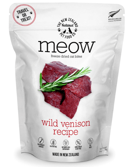 Meow Wild Venison Freeze Dried Raw Cat Food, Mixer, or Topper, or Treat - High Protein, Natural, Limited Ingredient Recipe 1.76 oz