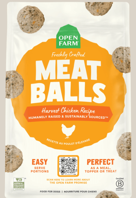 Open Farm Frozen Harvest Chicken Freshly Crafted Meatballs for Dogs