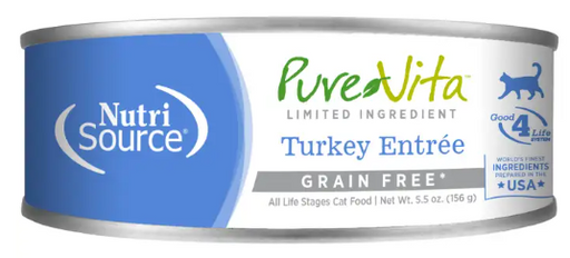 PureVita Grain Free 96% Real Turkey Entree for Cats & Kittens 5 oz