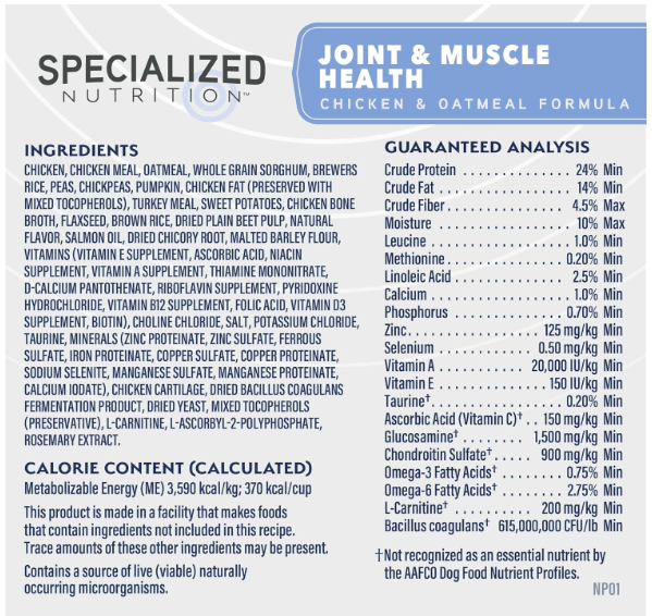 Natural Balance Specialized Nutrition Joint & Muscle Health Chicken & Oatmeal Formula