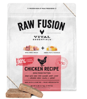 Vital Essentials Frozen Raw Fusion Chicken Dog Food Patties, 6lb